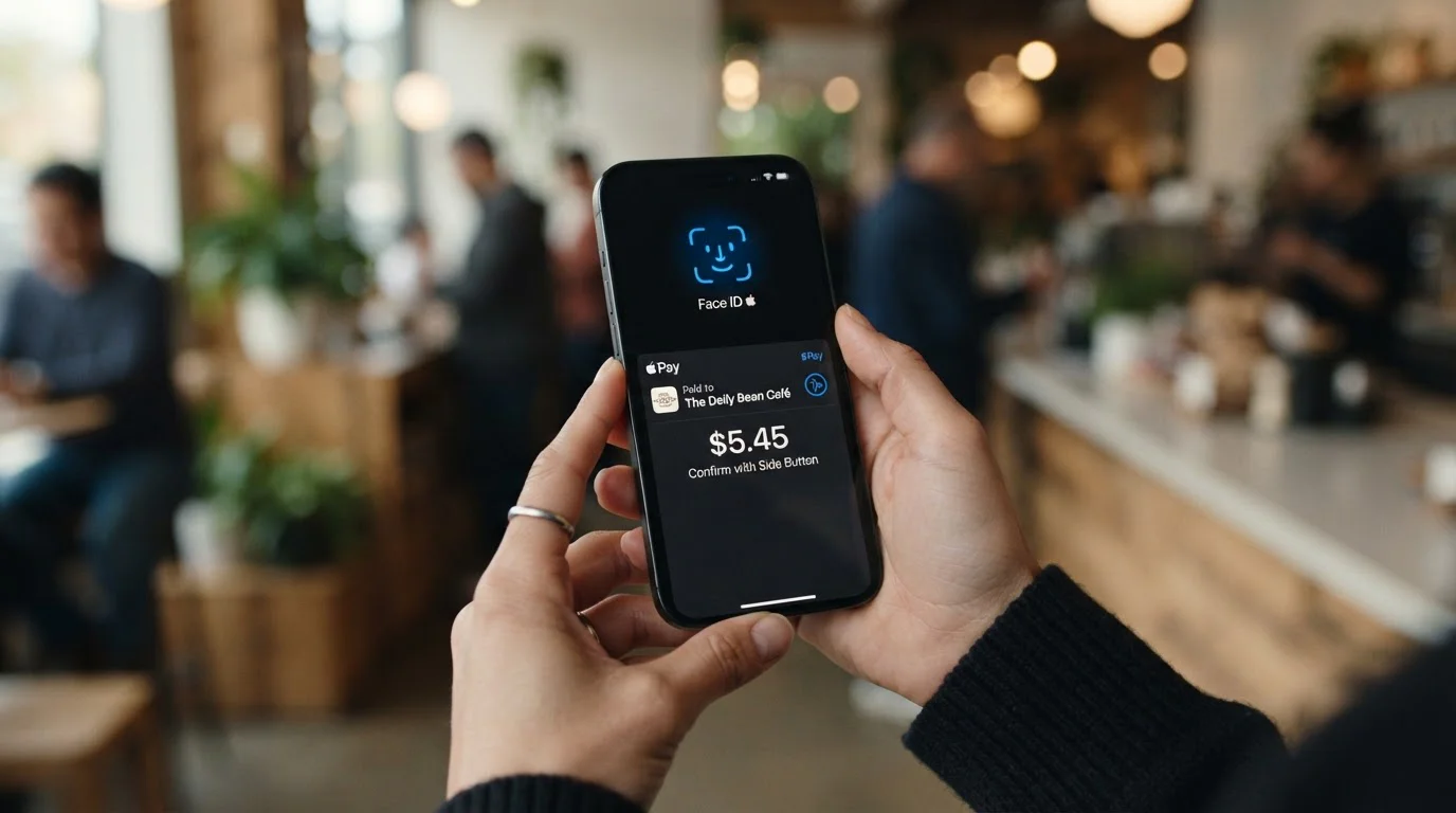 Close-up of iPhone Face ID authentication during casino deposit