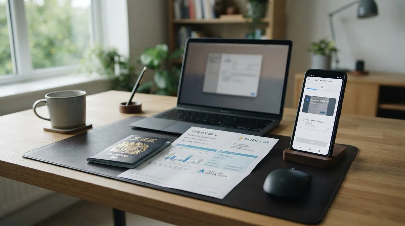 KYC document verification process with passport and proof of address