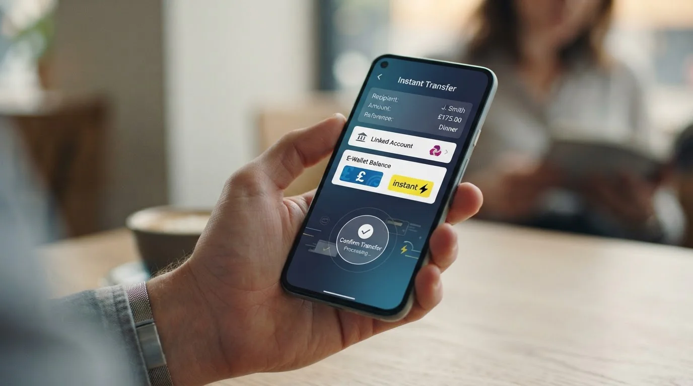 Digital payment methods including e-wallets and instant bank transfer options on mobile device