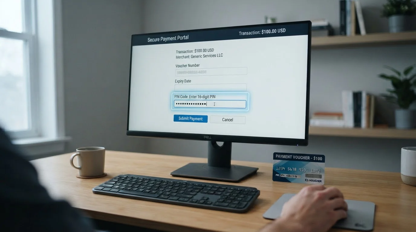 Paysafecard voucher PIN code entry on casino payment screen