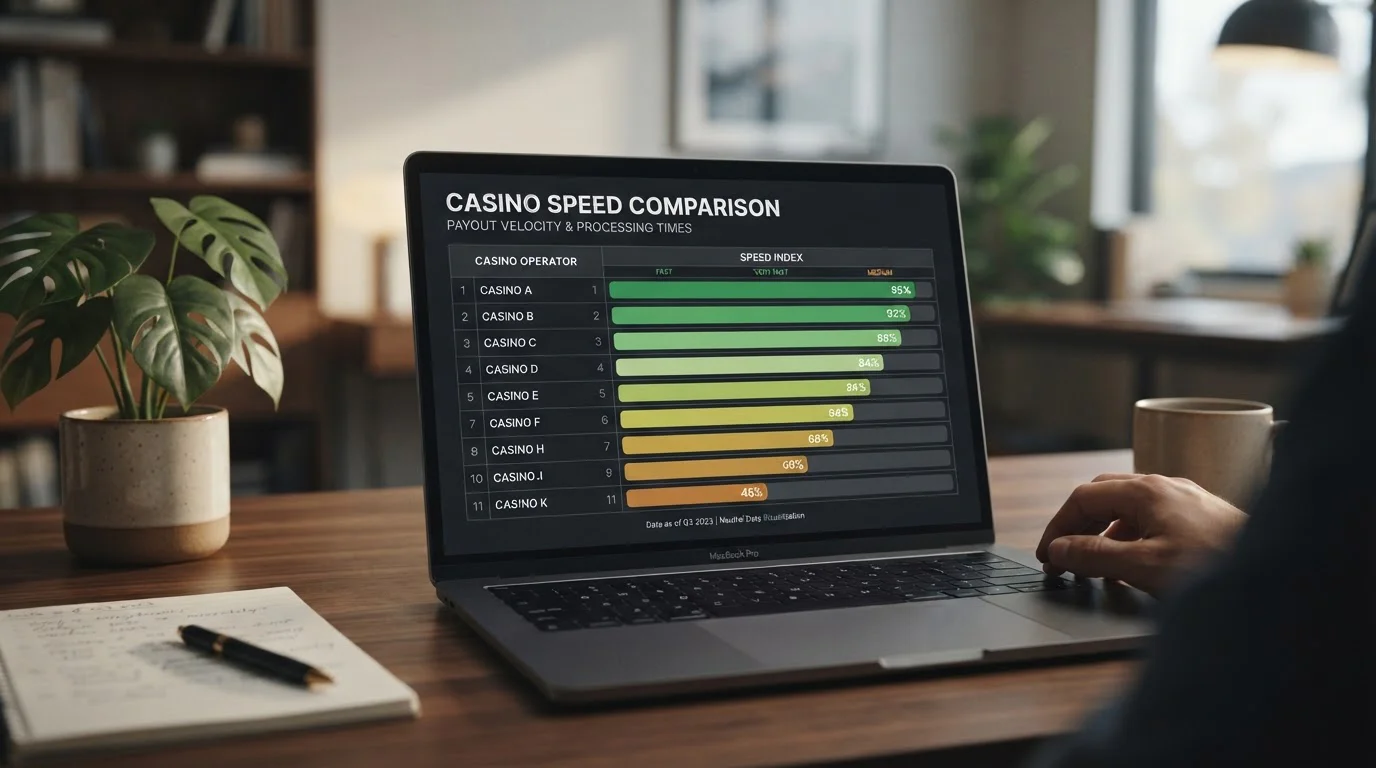 Comparison table showing UK casino withdrawal speeds from fastest to slowest