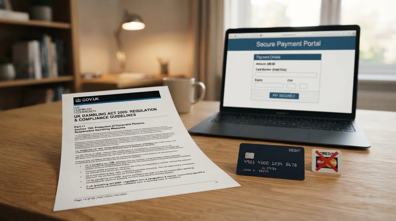 UK Gambling Act 2005 documentation with credit card ban notice