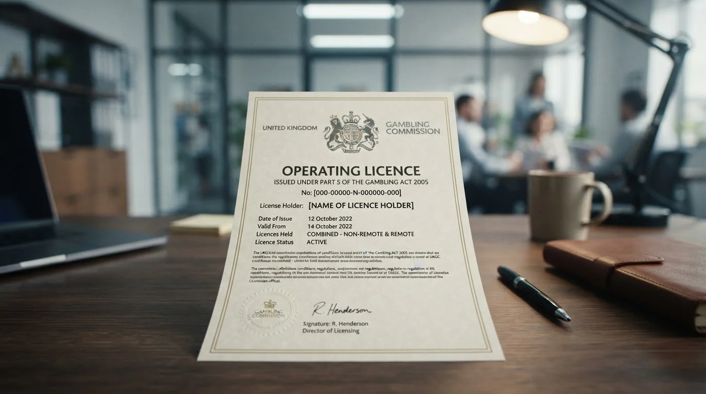 UK Gambling Commission official licence certificate
