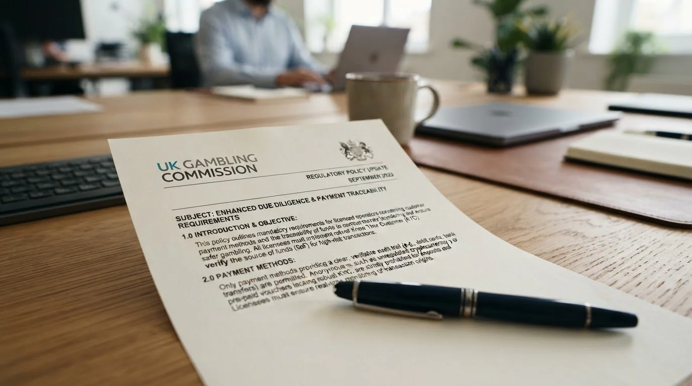UK Gambling Commission regulatory document with cryptocurrency prohibition language